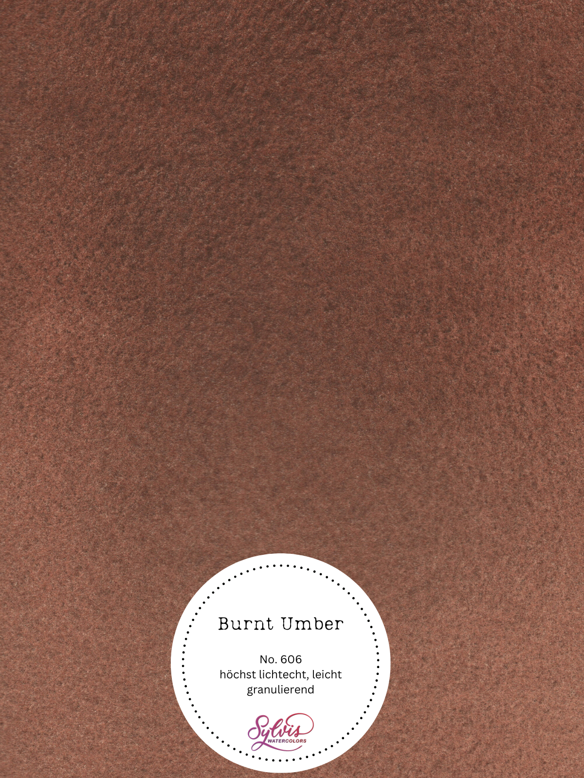 Farbkarte Burnt Umber – handgemachte Aquarellfarbe auf Aquarellpapier, höchste Lichtechtheit