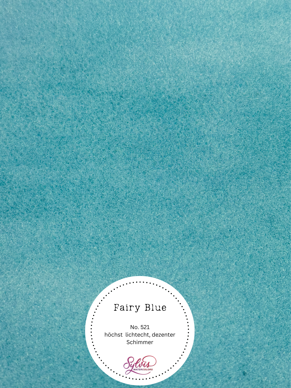 Farbkarte Fairy Blue – handgemachte Aquarellfarbe auf Aquarellpapier, dezenter Schimmer