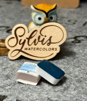 Handgemachte Aquarellfarbe Azurit im viertel Näpfchen – Künstlerqualität aus dem Hochsauerland