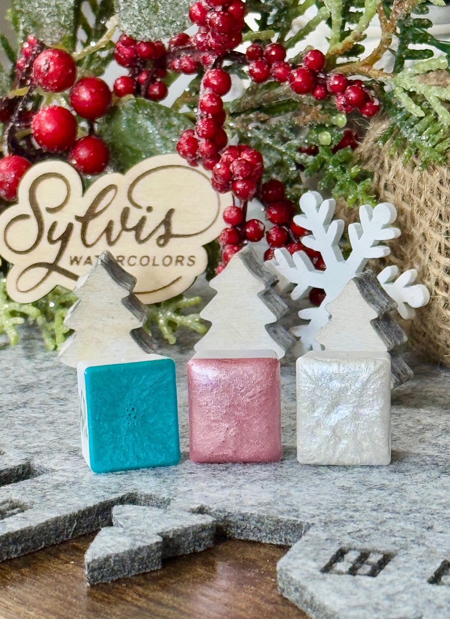 Aquarellfarben Trio 'Cotton Candy', 'Snow White' und 'Sea Sparkle' MICA Glitzerfarben Set
