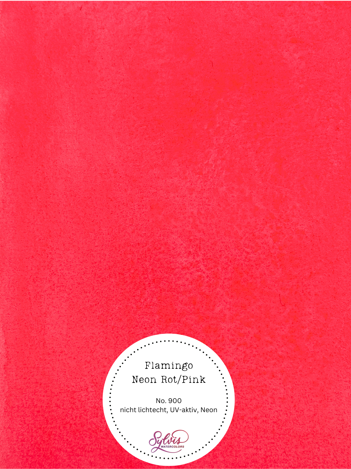 Farbkarte Flamingo – handgemachte Aquarellfarbe auf Aquarellpapier, nicht lichtecht, UV-aktiv, Neon