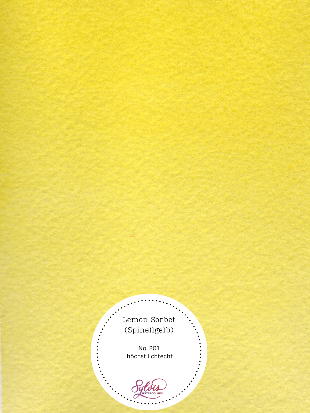 Farbkarte Lemon Sorbet – handgemachte Aquarellfarbe auf Aquarellpapier, höchste Lichtechtheit