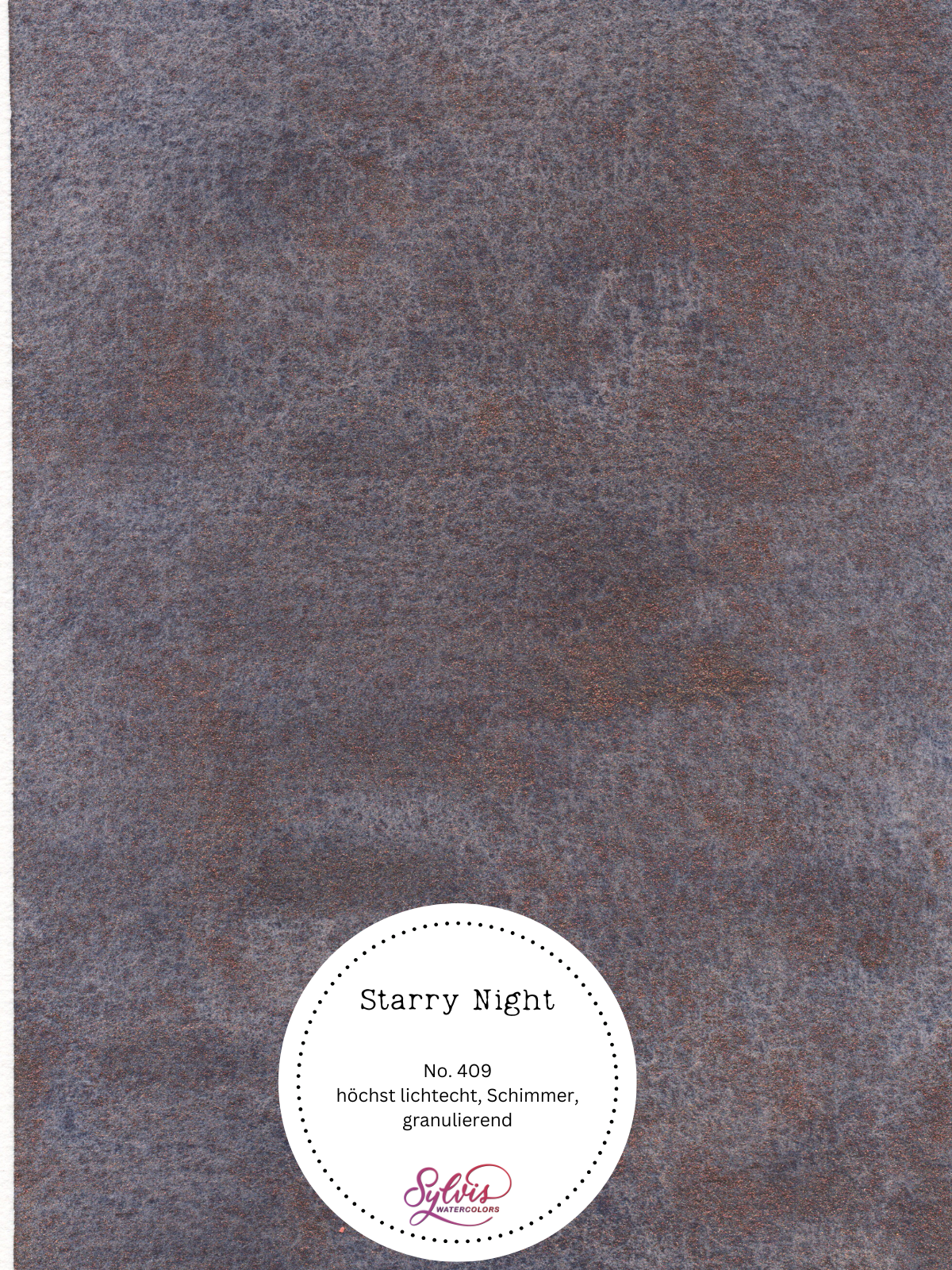 Farbkarte Starry NIght – handgemachte Aquarellfarbe auf Aquarellpapier, höchste Lichtechtheit