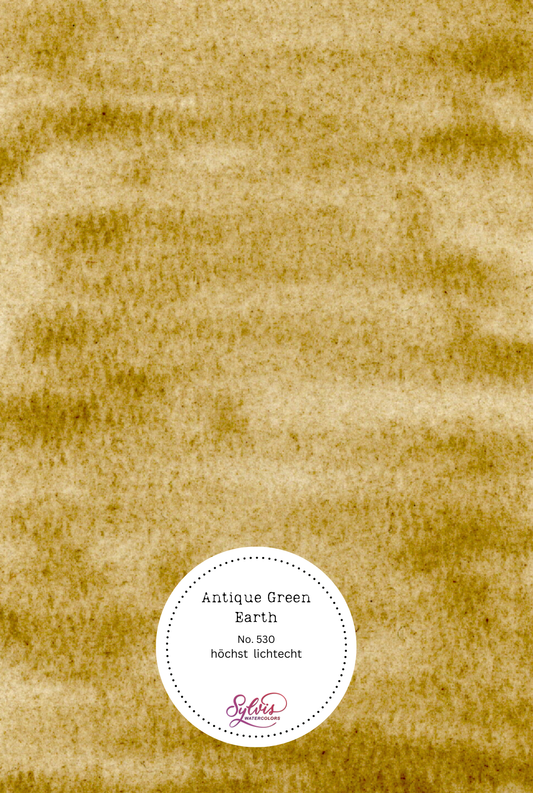 Farbswatch Antike Grüne Erde auf Aquarellpapier