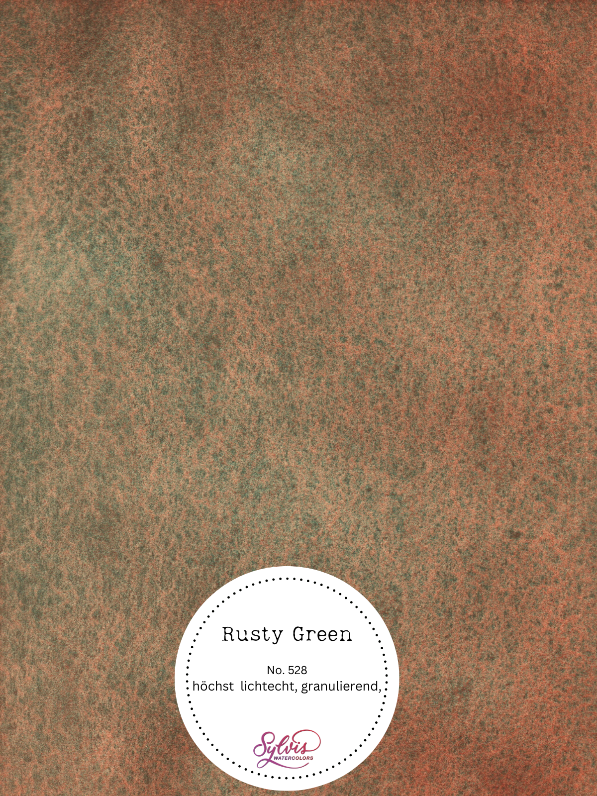 Farbprobe Rusty Green auf Aquarellpapier