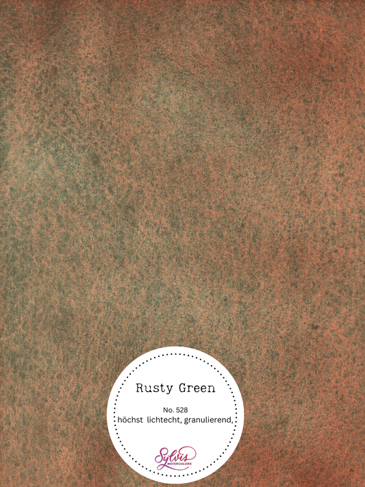 Farbprobe Rusty Green auf Aquarellpapier