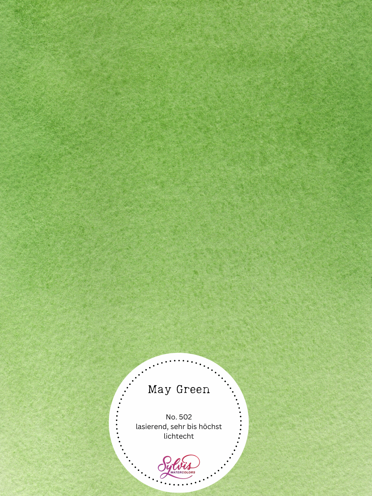Farbkarte May Green – handgemachte Aquarellfarbe auf Aquarellpapier, höchste bis sehr hohe Lichtechtheit
