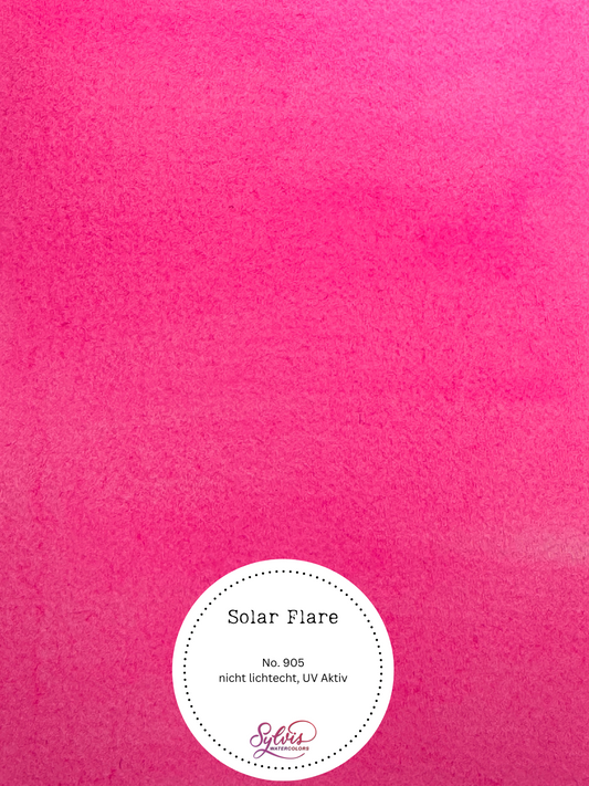 Farbkarte Solar Flare – handgemachte Aquarellfarbe auf Aquarellpapier, Neon, UV-aktiv