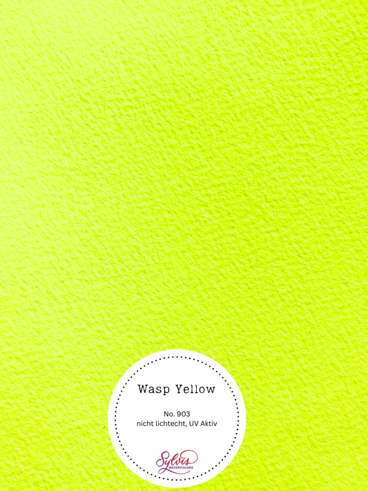 Farbkarte Wasp Yellow – handgemachte Aquarellfarbe auf Aquarellpapier, Neon, UV-aktiv