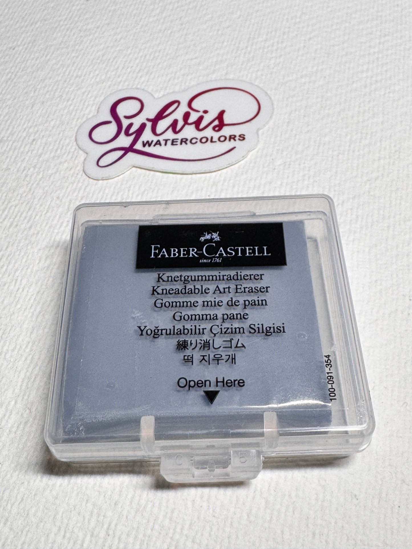 Faber-Castell Knetgummiradierer in Plastikbox, Farbe grau, Draufsicht