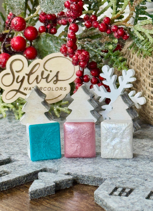 Aquarellfarben Trio 'Cotton Candy', 'Snow White' und 'Sea Sparkle' MICA Glitzerfarben Set