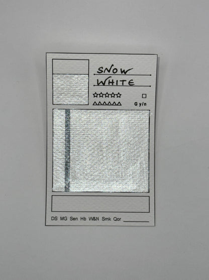 kleine Farbkarte Snow White – handgemachte Aquarellfarbe auf Aquarellpapier, höchste Lichtechtheit, Glitzer, MICA