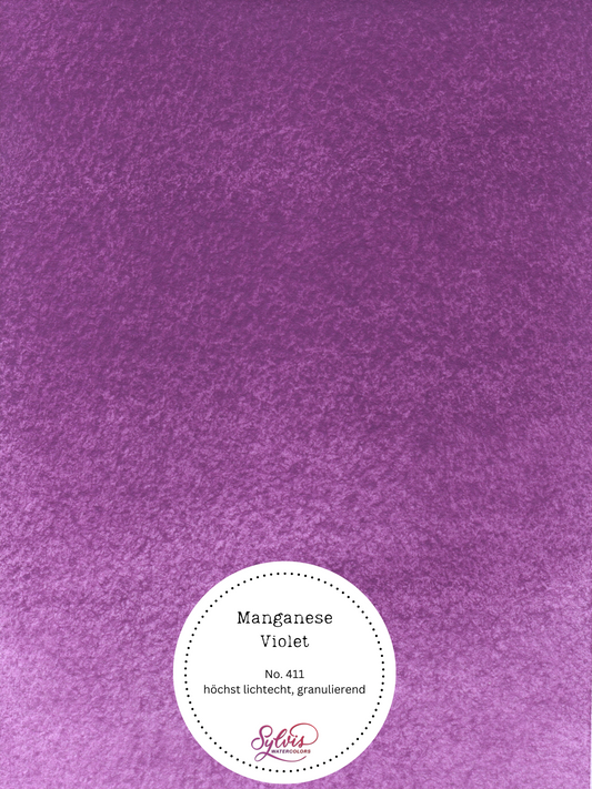 Farbkarte Manganese Violet – handgemachte Aquarellfarbe auf Aquarellpapier, höchste Lichtechtheit, granulierend