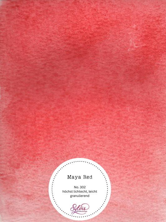 Farbkarte Maya Red – handgemachte Aquarellfarbe auf Aquarellpapier, höchste Lichtechtheit