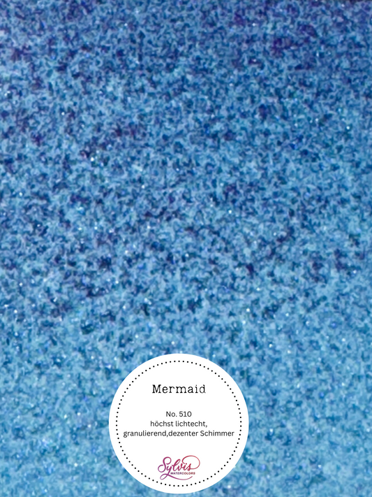 Farbkarte Mermaid – handgemachte Aquarellfarbe auf Aquarellpapier, höchste Lichtechtheit, dezenter Schimmer
