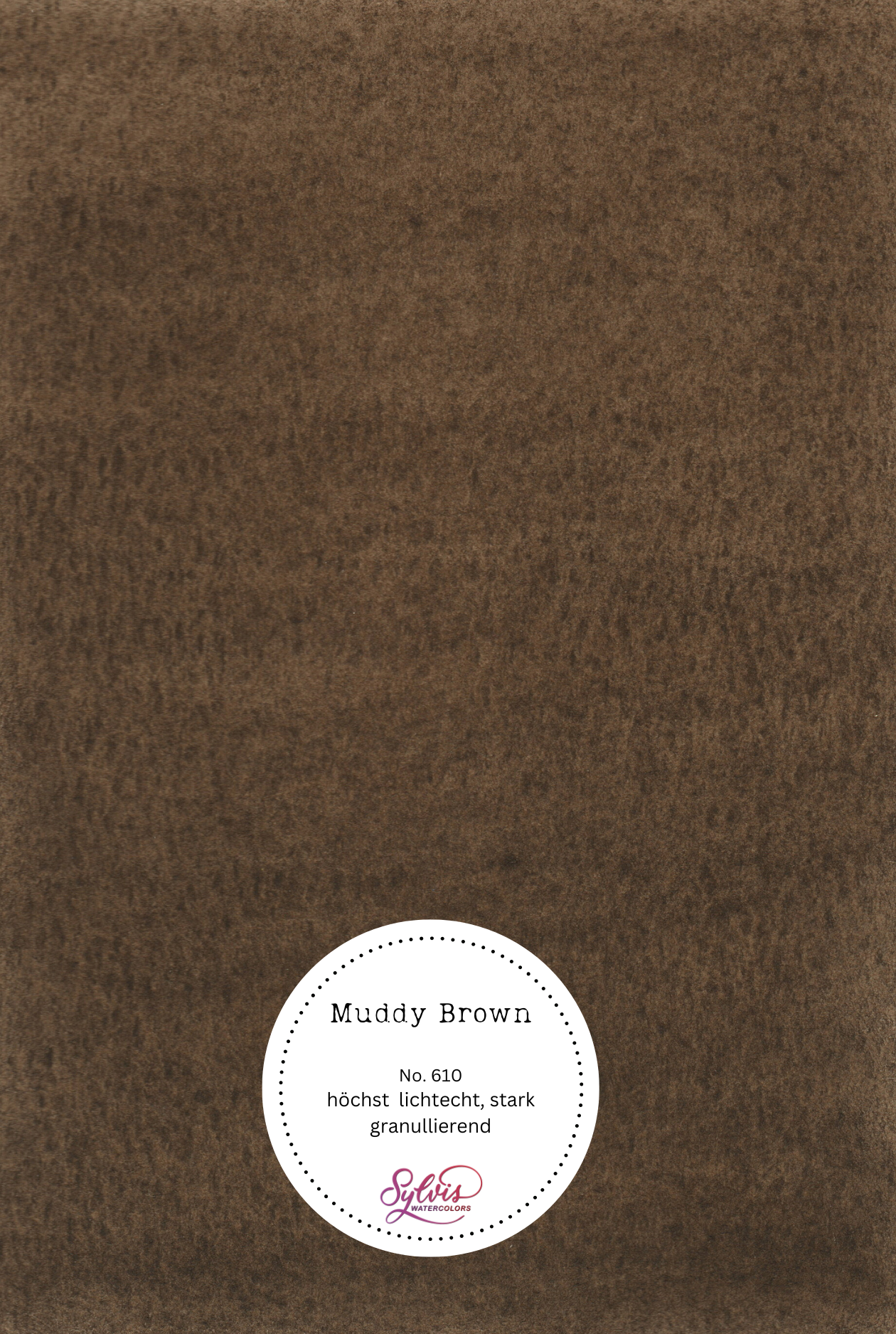 Farbswatch Muddy Brown auf Aquarellpapier mit Logo