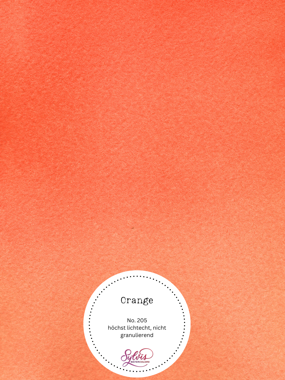 Farbkarte Orange – handgemachte Aquarellfarbe auf Aquarellpapier, höchste Lichtechtheit