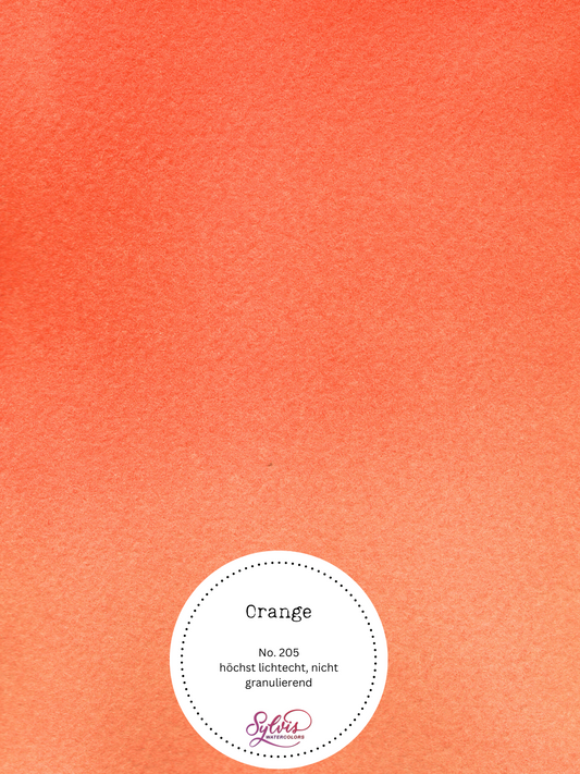 Farbkarte Orange – handgemachte Aquarellfarbe auf Aquarellpapier, höchste Lichtechtheit