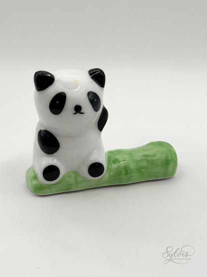 Porzellan Pinselablage Panda von vorn