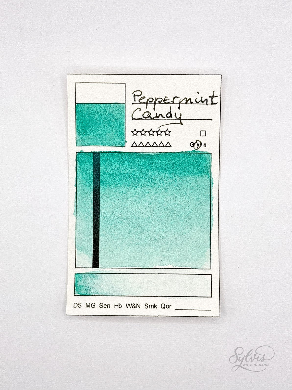 kleine Farbkarte Peppermint Candy – handgemachte Aquarellfarbe auf Aquarellpapier, höchste Lichtechtheit