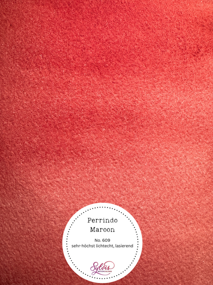 Farbkarte Perrindo Maroon – handgemachte Aquarellfarbe auf Aquarellpapier, sehr hohe bis höchste Lichtechtheit