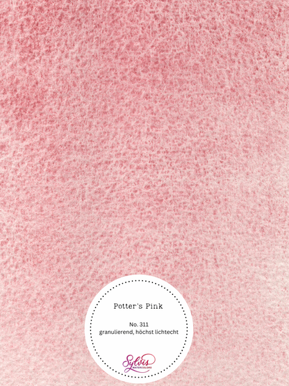 Farbkarte Potter's Pink  – handgemachte Aquarellfarbe auf Aquarellpapier, höchste Lichtechtheit