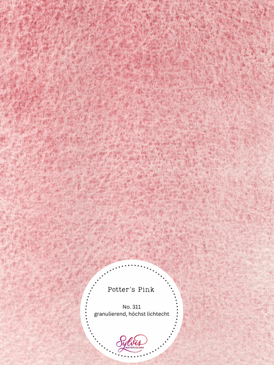 Farbkarte Potter's Pink  – handgemachte Aquarellfarbe auf Aquarellpapier, höchste Lichtechtheit
