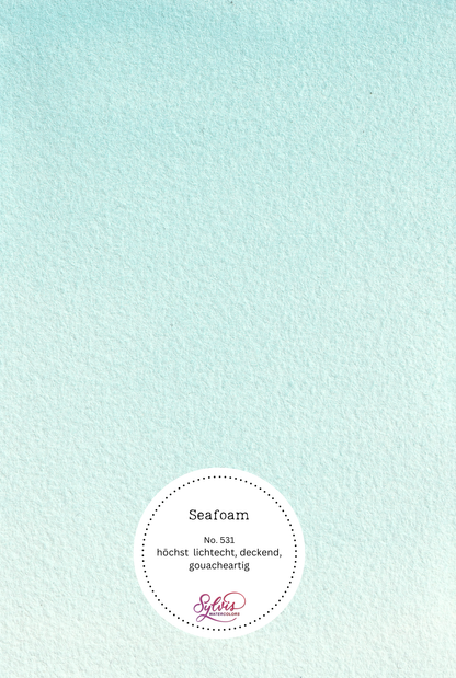 Farbswatch auf Aquarellpapier der Farbe Seafoam