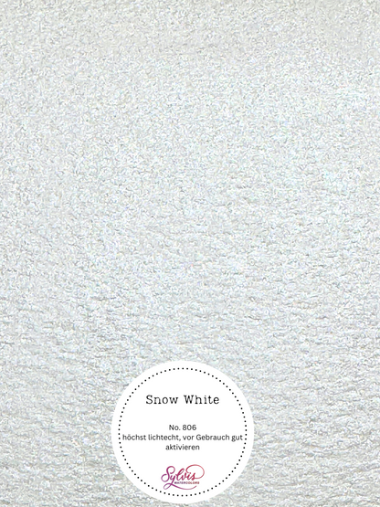 Farbkarte Snow White – handgemachte Aquarellfarbe auf Aquarellpapier, höchste Lichtechtheit, Glitzer, MICA