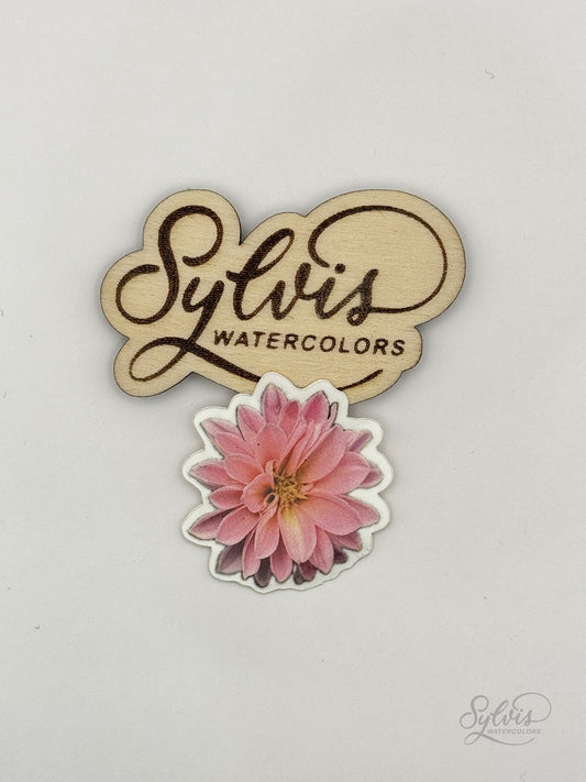 Vinylsticker Blüte auf Holzlogo Sylvis Watercolors