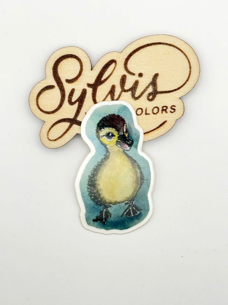Vinylsticker Entlein auf Holzlogo Sylvis Watercolors
