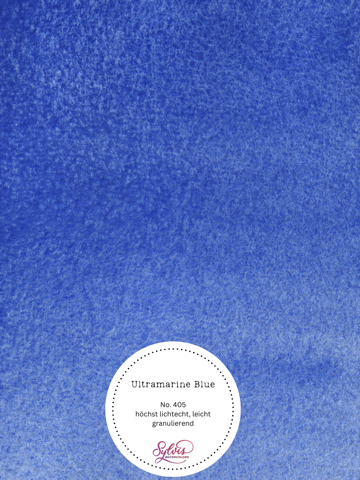 Farbkarte Ultramarine Blue – handgemachte Aquarellfarbe auf Aquarellpapier, höchste Lichtechtheit

